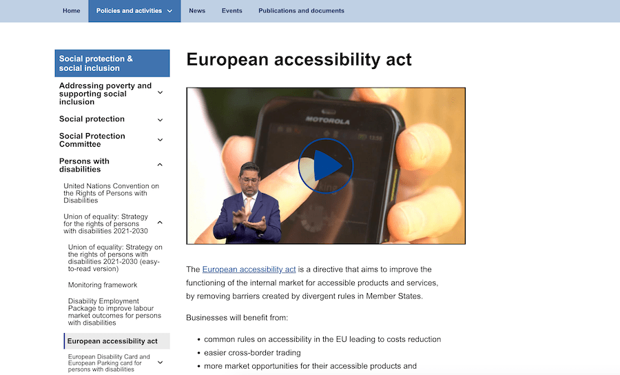 Website des European Accessibility Act